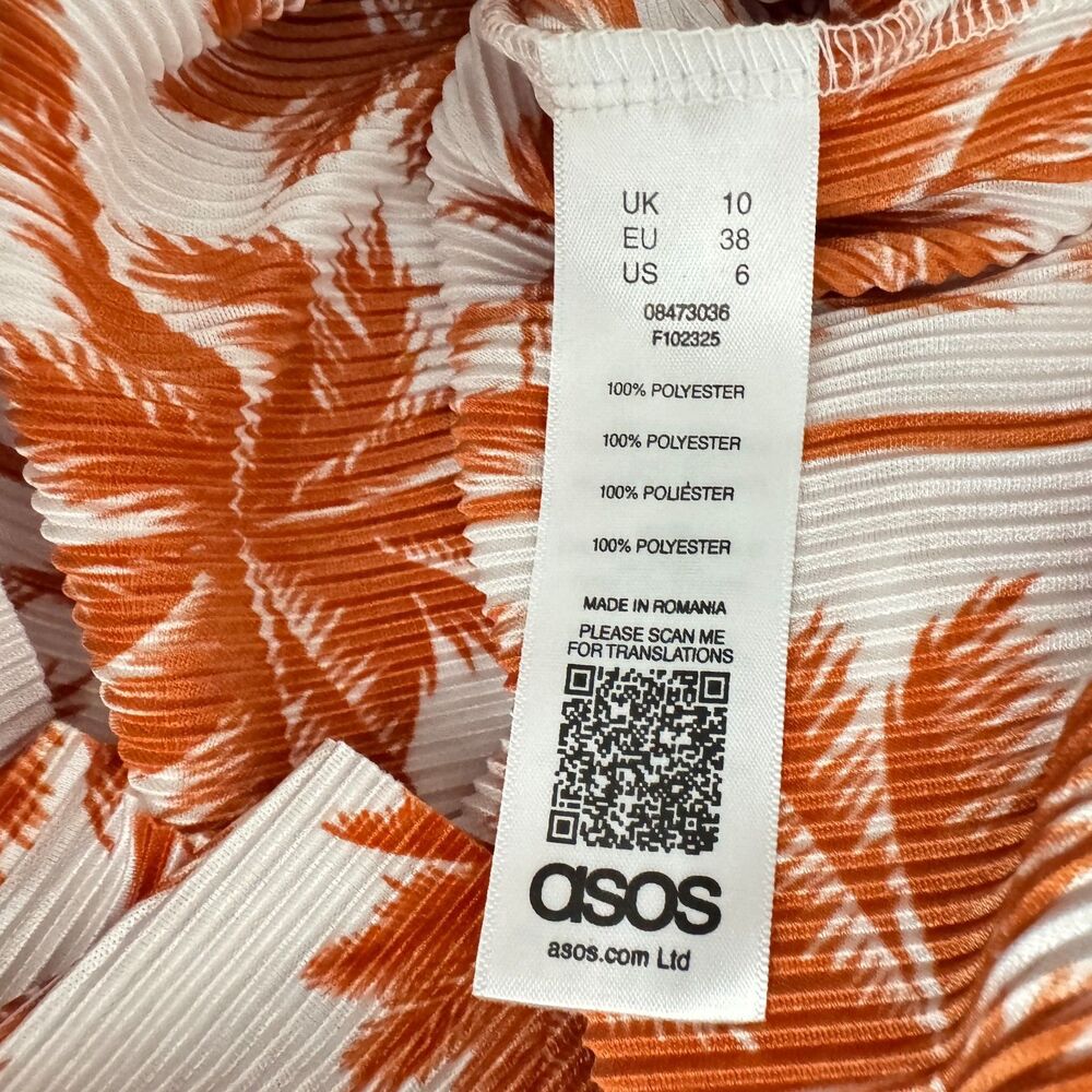 New ASOS Palm Print One Strap Cut Out Front Midi Dress Women's Size 6 - Picture 3 of 6